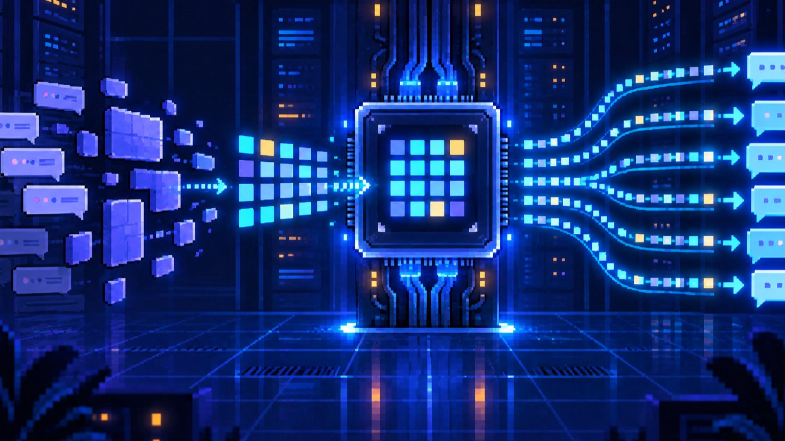 Pixel art GPU server packing memory pages and serving many parallel token streams