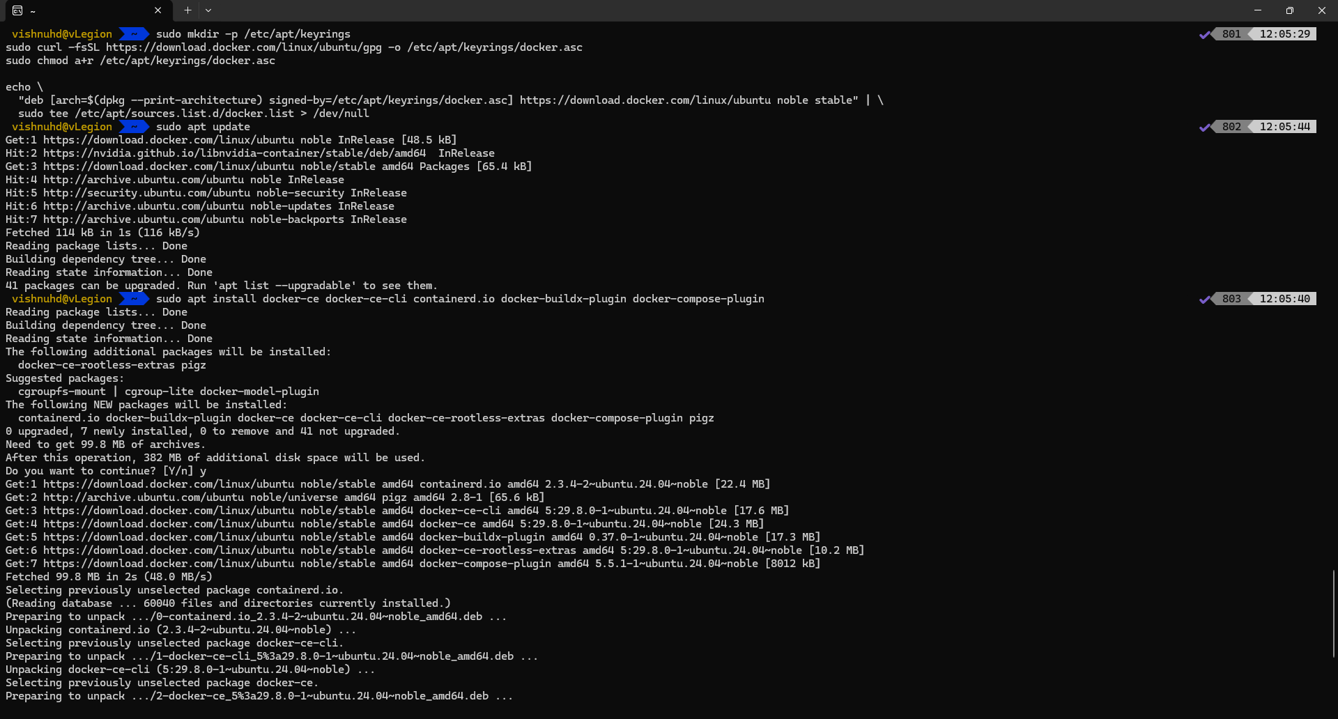 Installing Docker CE and containerd in Ubuntu WSL2