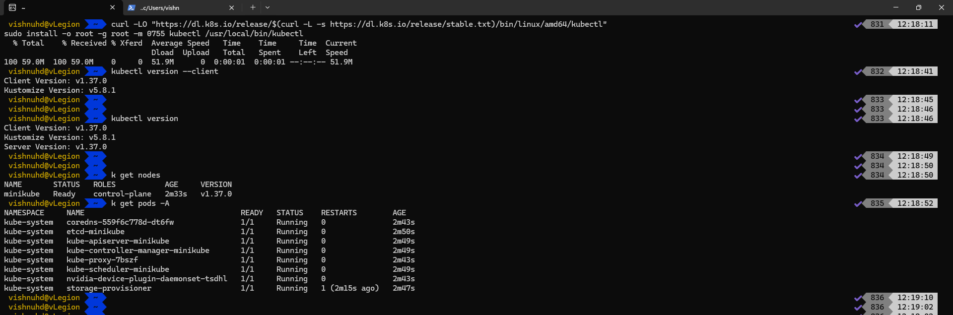 Kubectl verification and nvidia-device-plugin DaemonSet